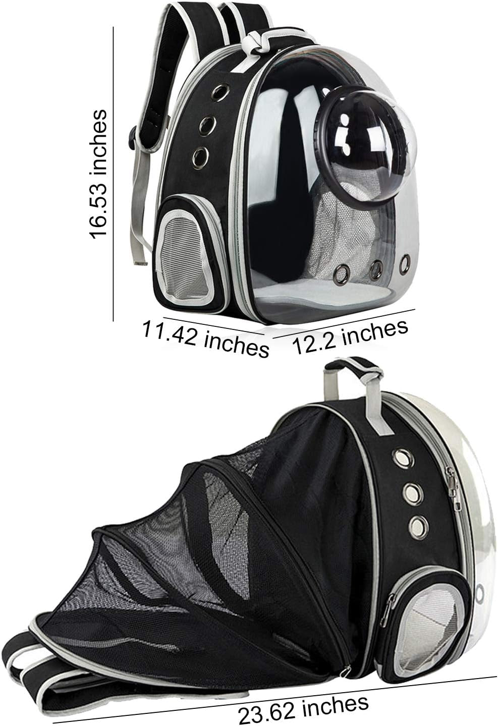 Black Cat and Dog Carrier Backpack - Versatile Pet Travel Bag for Small to Medium Pets, Ideal for Hiking, Walking, and Outdoor Activities