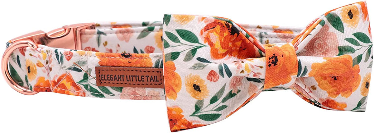 Elegant Floral Dog Collar with Bowtie, Adjustable and Comfortable for Small to Large Dogs and Cats