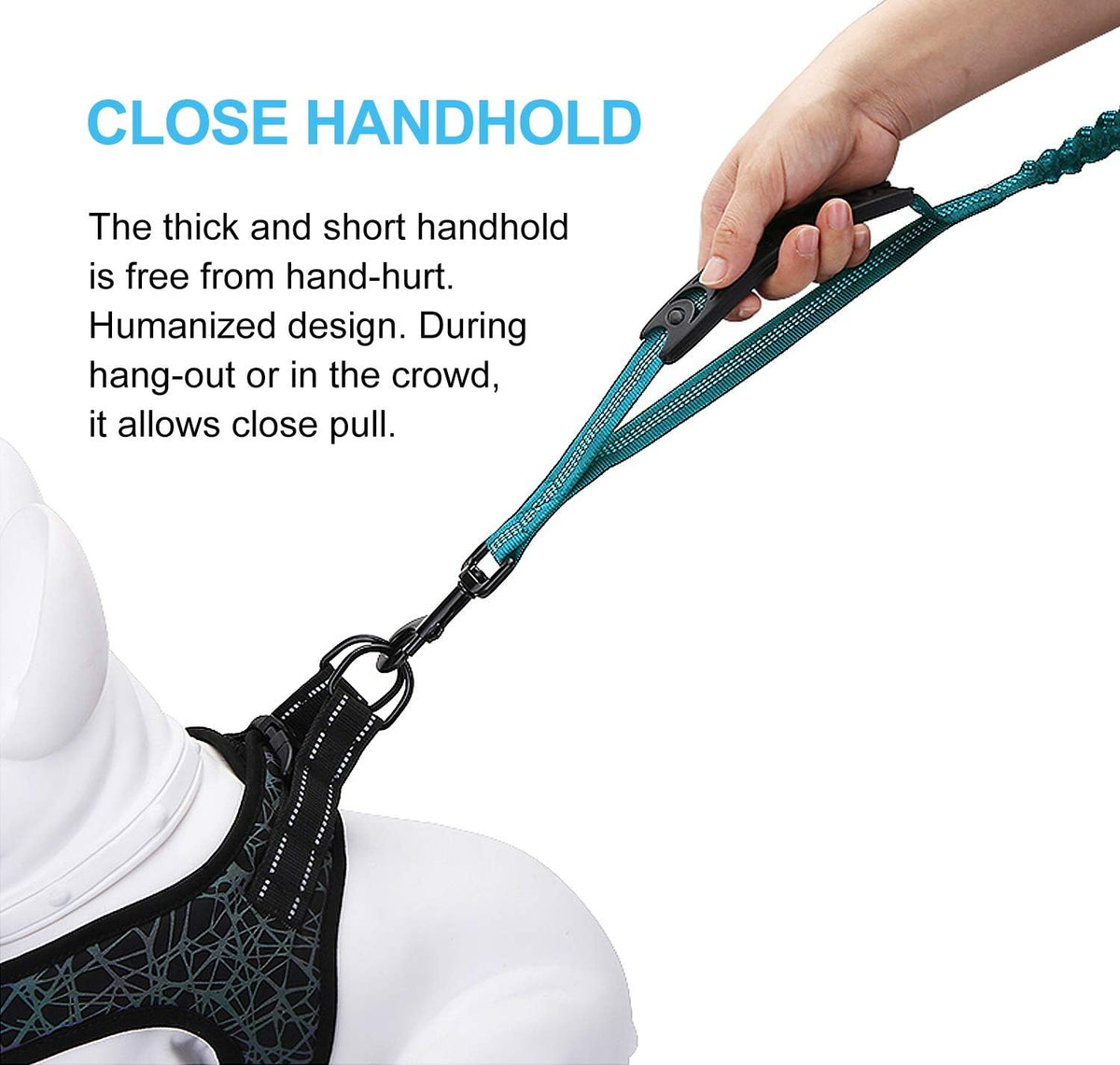 6FT Heavy-Duty Reflective Elastic Bungee Dog Leash with Shock Absorption and Padded Handles, Ideal for Medium and Large Dogs and Training Purposes