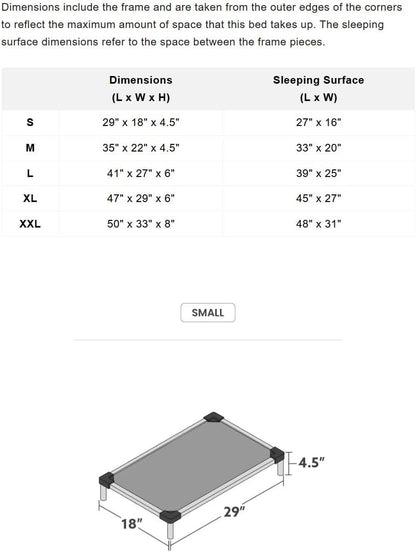 Chew Proof Elevated Cot Bed, S, Black Mesh