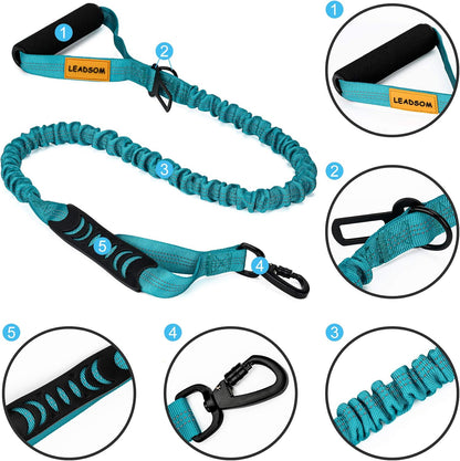 6FT Heavy-Duty Reflective Elastic Bungee Dog Leash with Shock Absorption and Padded Handles, Ideal for Medium and Large Dogs and Training Purposes